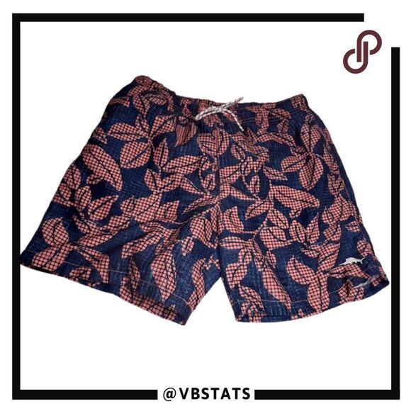 Tommy Bahama Relax Men's Naples Leaf Print Swim Trunks Shorts Blue Size Medium - Picture 1 of 6